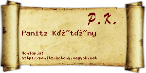 Panitz Kötöny névjegykártya